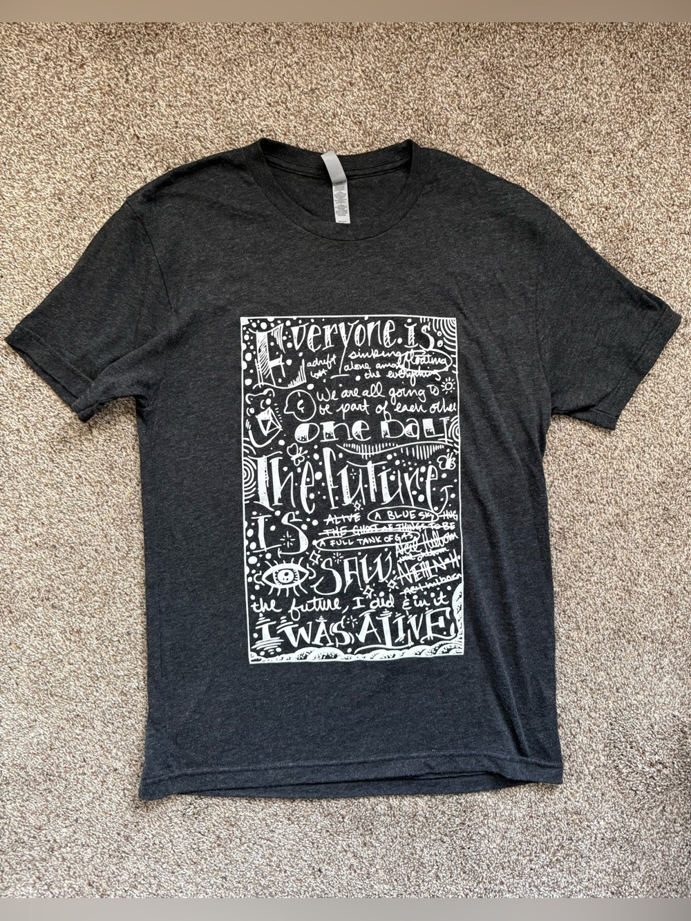 Next Level Apparel Black Short-Sleeve Tee with White Hand-Drawn Graphic